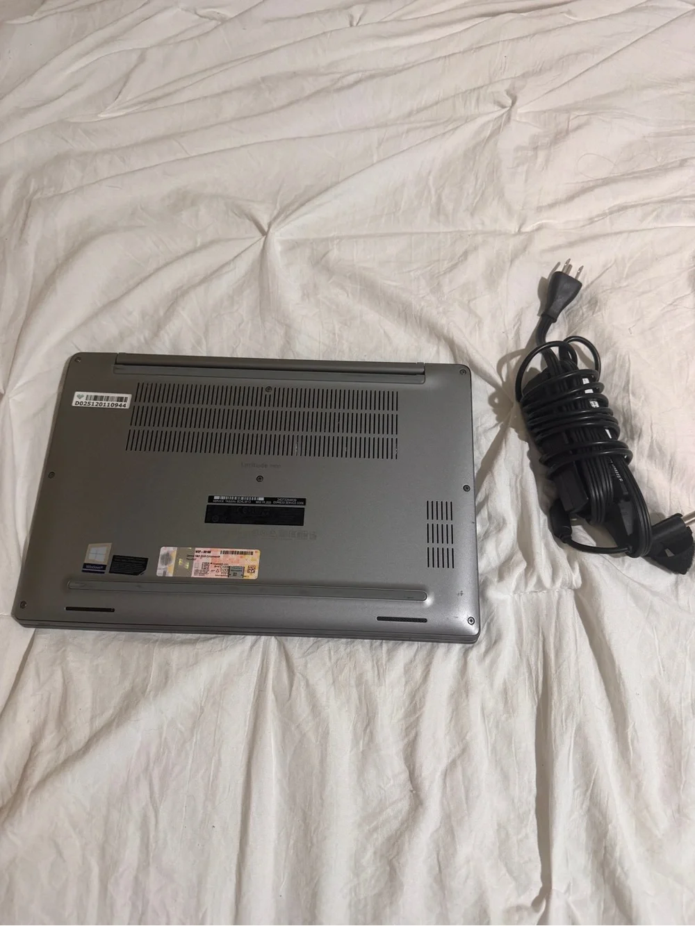 Dell Silver-Gray Laptop with Power Adapter
